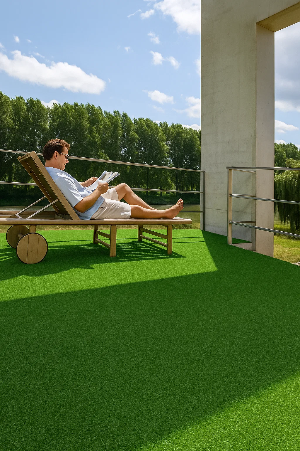 Dayanıklı ve gerçek görünümlü peyzaj çim halı – bahçe, balkon ve dış mekan dekorasyonu için ideal yapay çim kaplama