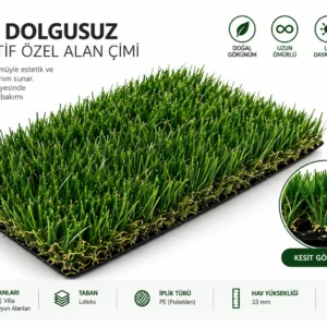 Premium Polietilen Suni Çim Halı – Doğal Görünümlü & UV Dayanımlı (33MM)