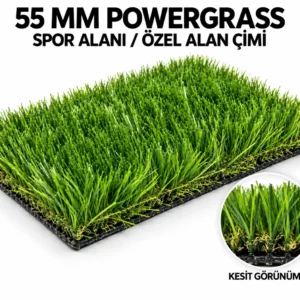Premium Polietilen Suni Çim Halı – Doğal Görünümlü & UV Dayanımlı (55MM)