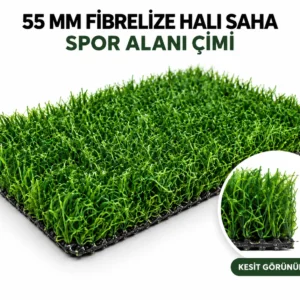 Premium Polietilen Suni Çim Halı – Doğal Görünümlü & UV Dayanımlı (55MM)