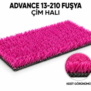 Premium Polietilen Suni Çim Halı – Doğal Görünümlü & UV Dayanımlı (13MM) Fuşya