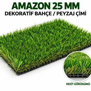 Premium Polietilen Suni Çim Halı – Doğal Görünümlü & UV Dayanımlı (25MM)