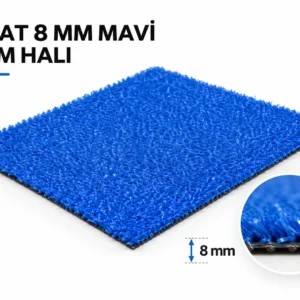 Premium Polietilen Suni Çim Halı – Doğal Görünümlü & UV Dayanımlı (8 MM) MAVİ